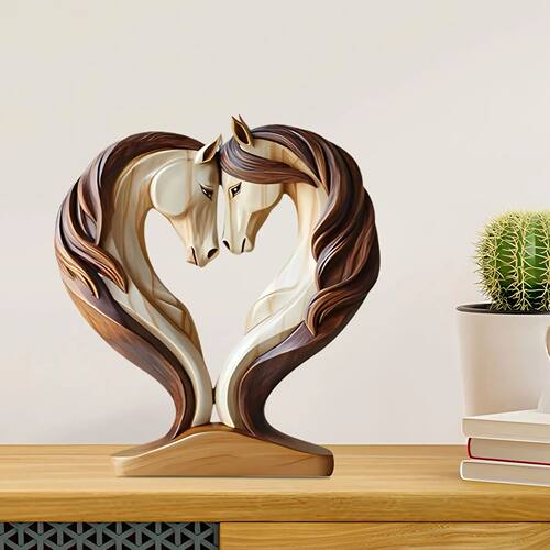 Creative Horse Figurine 2D Wooden Horse dependent statue Snu