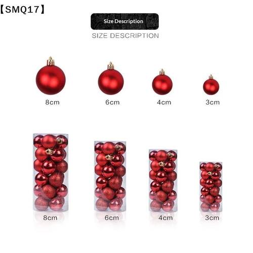 24Pcs Christmas Hanging Ball Ornaments Assorted Sizes Shiny
