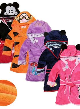 Cartoon Mickey Mouse Baby Bathrobes Minnie Kids Robes Flanne