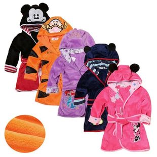 Baby Bathrobes Minnie Cartoon Robes Mouse Kids Flanne Mickey