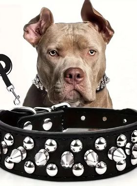Spiked Dog Collar And Leash Set, Rivet Leather Dog Collar Ad