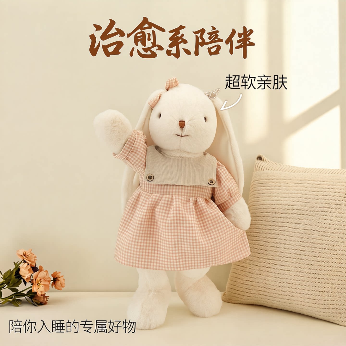 抱抱宝贝可爱兔子玩偶睡觉抱安抚公仔布娃娃儿童女情人节礼物