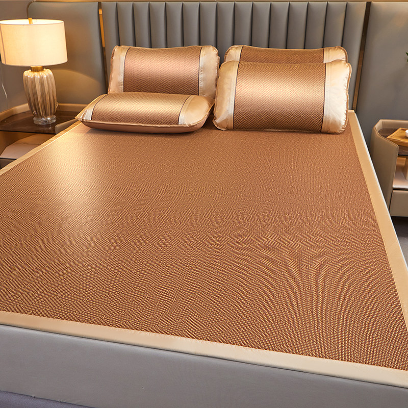 A夏季藤席凉席三件套家用可折叠席单双人夏天学生宿舍空调软席子