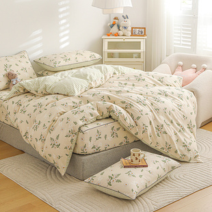 新款 通用清新碎花被套加厚床上用品 夹棉床笠款 四件套全棉纯棉四季