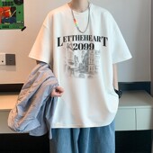 t恤男夏季 2025新款 美式 纯棉短袖 高街高质量潮牌宽松打底衫 上衣服