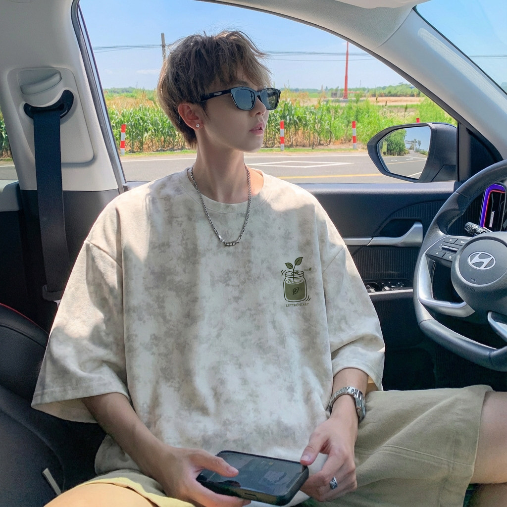 重磅美式休闲扎染短袖t恤男夏季潮流慵懒风宽松圆领潮牌半袖上衣,男装,T恤,淘宝优惠券,粉丝福利购,淘宝优惠卷