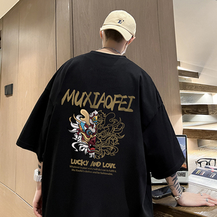 新中式的风终于刮到男装了夏季短袖T恤男生2024中国风五分袖上衣