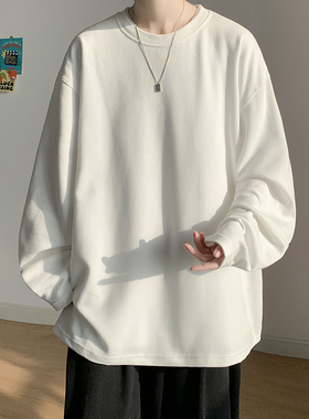 长袖t恤男士2025新款秋冬季重磅纯棉卫衣宽松体恤内搭打底衫上衣