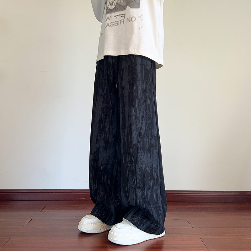 美式扎染裤子男秋冬季2025新款重磅复古垂感小众设计感阔腿休闲裤