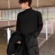 纯黑色双面德绒打底衫 t恤 内搭半高领卫衣显瘦正肩长袖 男款 春秋季