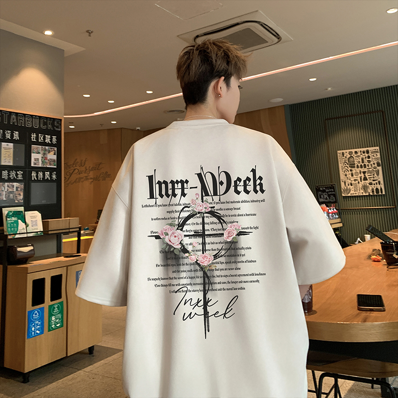 新款美式复古衣服潮牌宽松半袖体