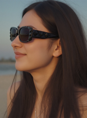 黑色小窄框高级感墨镜女大脸显瘦拍照凹造型ins潮复古太阳眼镜韩