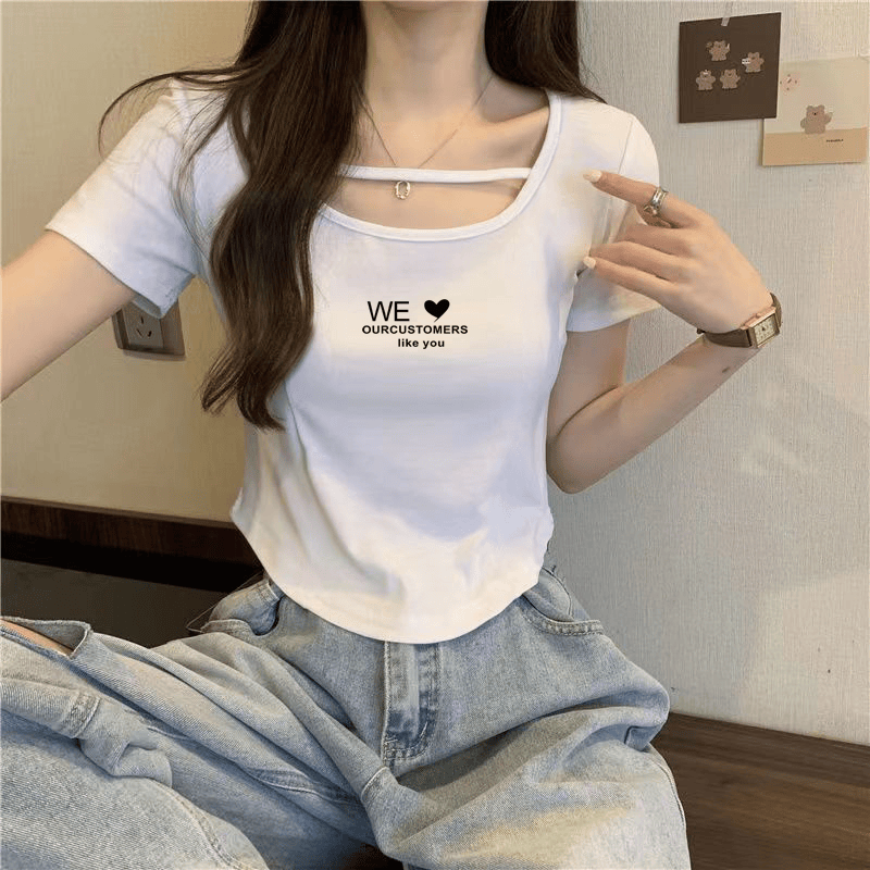 小个子短款显瘦纯棉修身T恤短袖