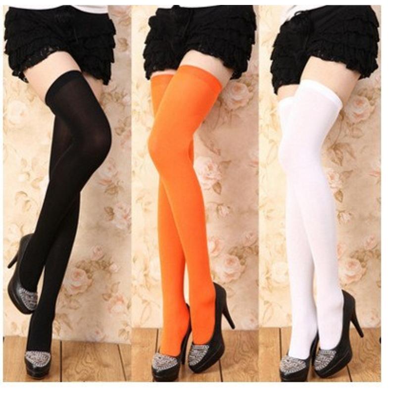 性感天鹅绒过膝袜日系薄款纯色JK糖果色显瘦长筒袜学丝袜