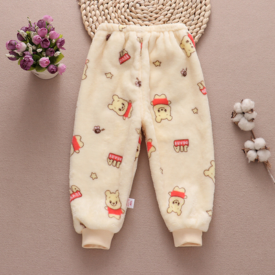 儿童裤子秋冬款加绒长裤加厚男童裤子冬装婴儿保暖裤卫裤宝宝棉裤