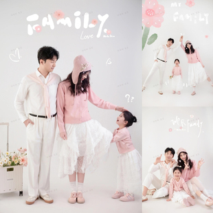 新款小红书全家福摄影服装家庭装一家三口亲子装影楼拍照主题套装