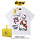 drew美式 tee 休闲宽松bf情侣半袖 潮牌KT猫涂鸦印花短袖 t恤男女夏季
