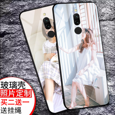 适用于红米8定制钢化玻璃手机壳小米红米8创意防摔个性redmi8潮创意边框潮牌送挂绳全包防摔外壳情侣男女款