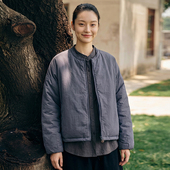 知笔墨2025冬季 大朵白鹅绒高支高密长绒棉圆领短款 面包羽绒服