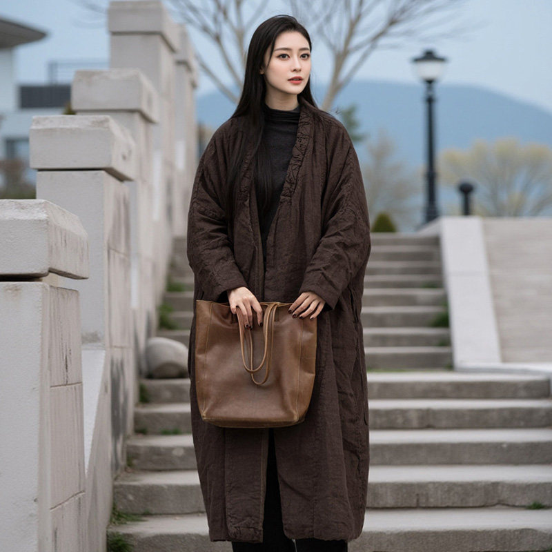 知笔墨禅意复古夹棉系带泥染棉衣  亚麻加厚宽松袍子外套,女装/女士精品,棉衣/棉服,淘宝优惠券,粉丝福利购,淘宝优惠卷