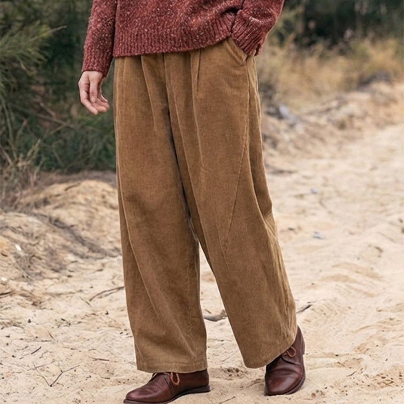 知笔墨纯棉活褶松紧腰萝卜裤梨形身材小个子显瘦藏肉灯芯绒休闲裤,女装/女士精品,休闲裤,淘宝优惠券,粉丝福利购,淘宝优惠卷