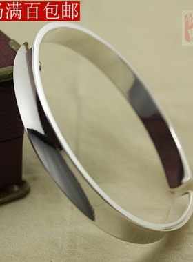 999纯银开口凹面手镯仙潮人光圈