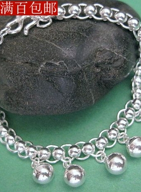 99纯银小珠子铃铛手链