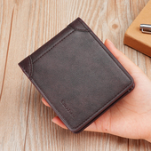 Carrken男士 青年多功能大容量三折皮夹pu零钱包 钱包 横款 复古短款