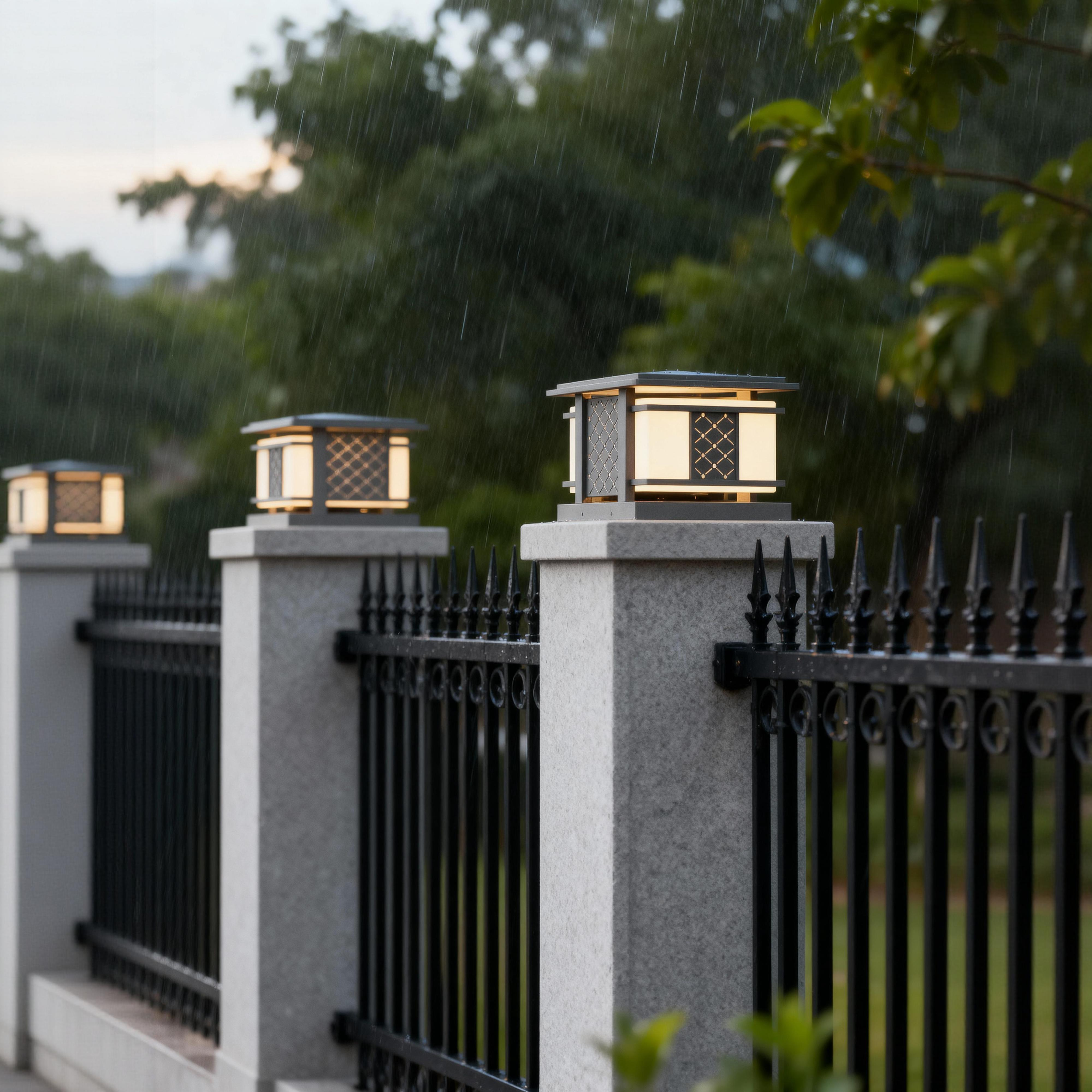 简约太阳能户外防水柱头灯