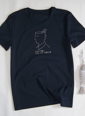 东部时间 原创T恤短袖男款圆领T恤品质夏季新款黑色时尚休闲男生