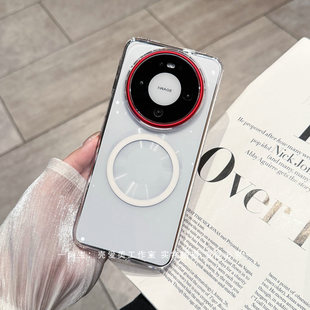职场适配感适用于华为mate80磁吸鸿运电镀红镜框mate70AIR手机壳百搭pura80Ultra晶幻全透明PC硬壳防摔ins