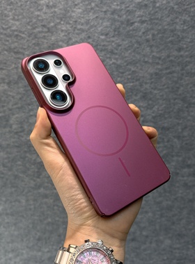 超轻薄适用于三星s26ultra手机壳磁吸s26+磨砂s25ultra硬壳防摔简约s24+高级感防指纹s23百搭男女商务s22+潮