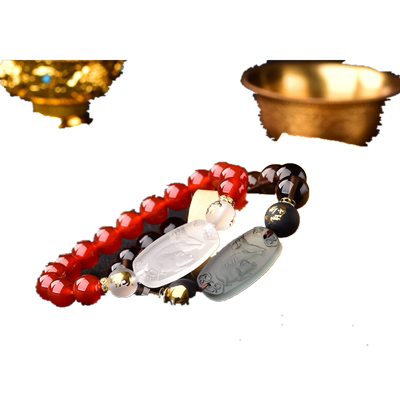 易明开居五岳四神喜合吉贵宏手链2026年本命年红玛瑙黑曜石手串
