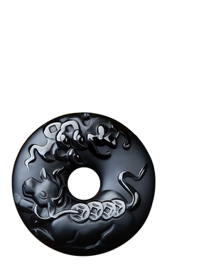 灵蛇进禄黑曜石生肖牛吊坠玉牛吉祥物牛型牛形饰品饰物玉石挂件