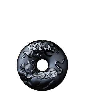 灵蛇进禄黑曜石生肖牛吊坠玉牛吉祥物牛型牛形饰品饰物玉石挂件