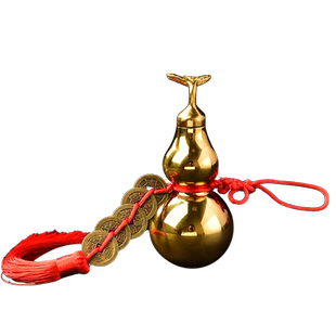 易居双葫增吉庆吉祥宏铜制开口铜葫芦摆件家居玄关客厅挂件