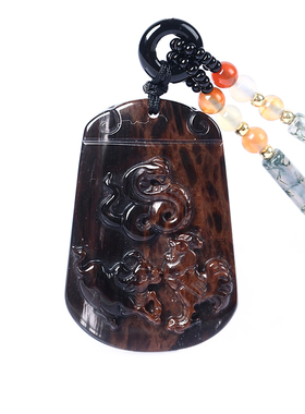 天然金丝红竹石赐瑞吊坠