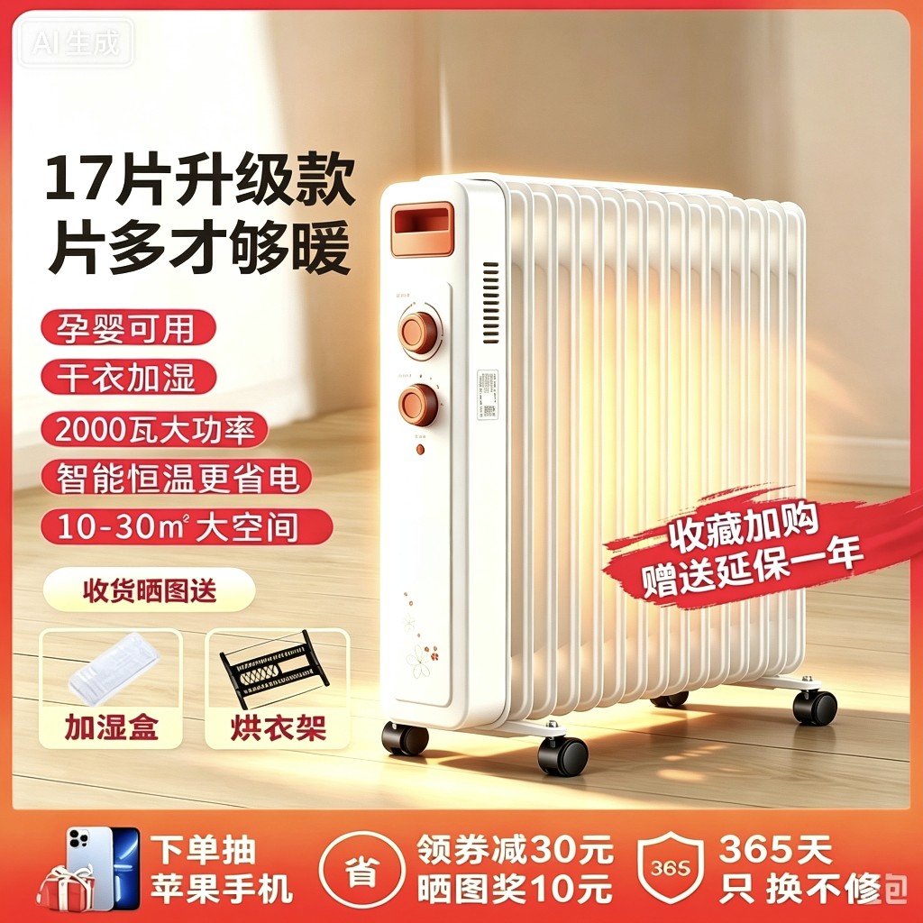 扬子油汀取暖器家用省电静音