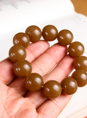 新疆和田糖玉手串天然玉石且末料红糖圆珠18mm男款玉手链