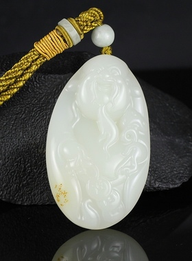 玉器新疆和田玉把件籽料原石手把件财神白玉手把玩男女款