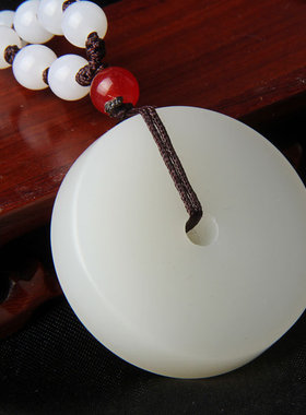 玉器玉器新疆昆仑羊脂白玉平安扣和田玉同心圆玉平安牌子平安