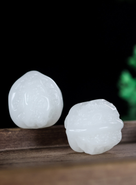 玉翡缘新疆和田玉羊脂白玉核桃手把玩件玉核桃健身球玉手玩件小摆