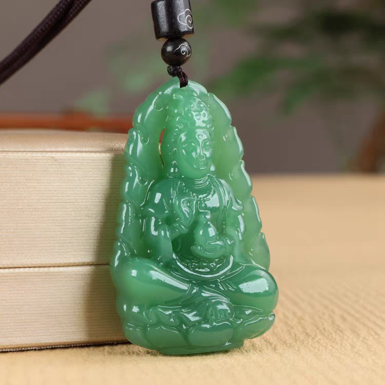 和田玉青白玉籽料观音吊坠两面精雕男款观音菩萨挂件女款玉佛
