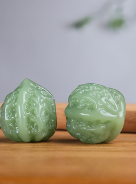 玉器新疆和田玉青白玉核桃手把件且末玉健身球青玉手球玩件玉石