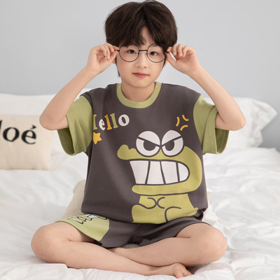 男童睡衣夏季薄款纯棉短袖中大童2026新款儿童夏天全棉男孩青少年 — 4