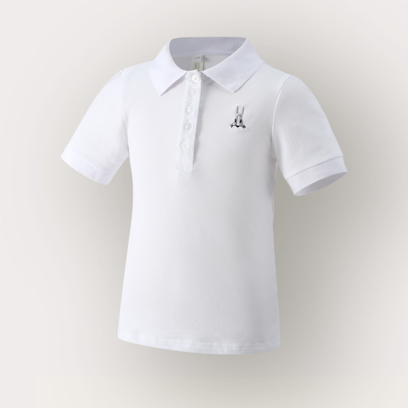 儿童白色短袖翻领衬衫2026夏薄款男女童韩版卡通polo衫学院上衣