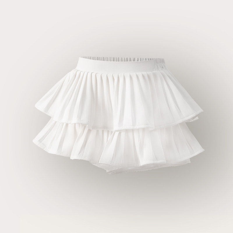 女童蓬蓬裙夏季短裙女孩表演白色蛋糕裙a字裙半身裙宝宝公主裙裤