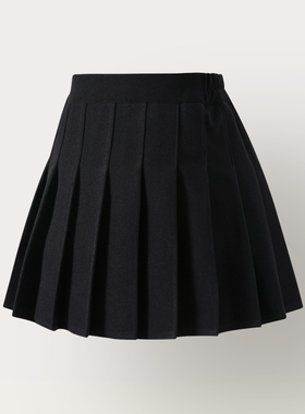 女童毛呢百褶裙2026冬春新款韩版女孩学院风JK制服短裙黑色半身裙