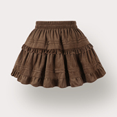 女童咖色荷叶边蛋糕裙冬春小香风复古蓬蓬裙百搭a字短裙公主裙