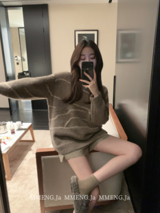 MMENGJA」幂式穿搭 休闲重工针织毛衣软糯毛绒绒手工套头上衣女